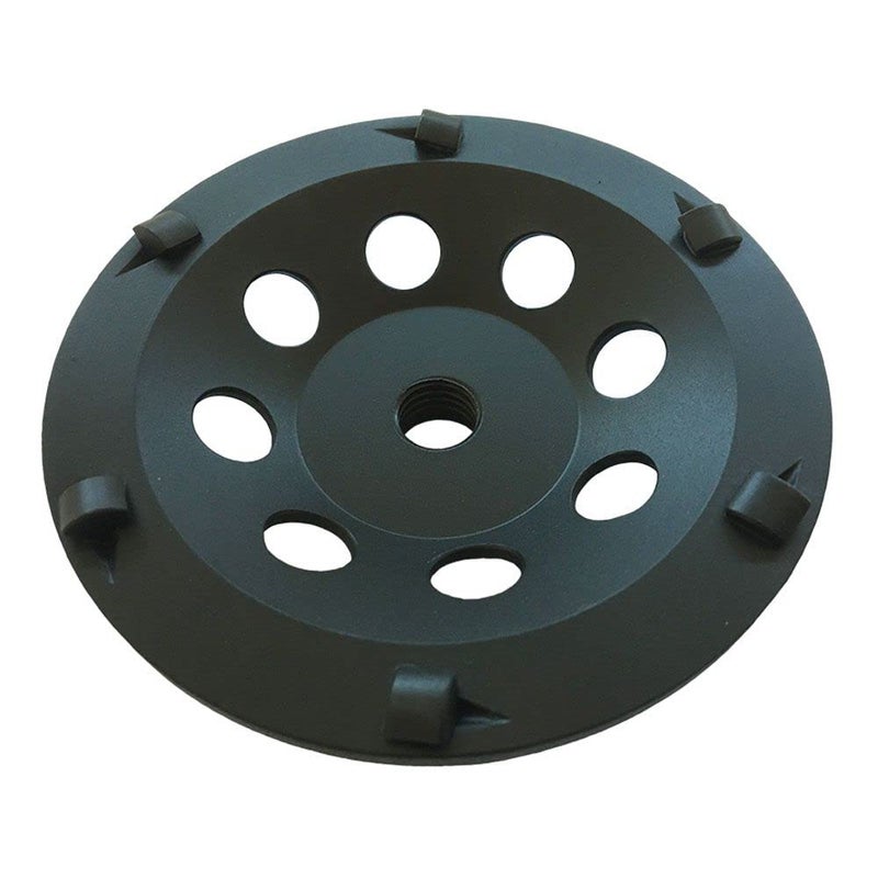 EDiamondTools 5" PCD Grinding Wheel for Epoxy, Glue, Mastic and Paint, 6 PCD Segments, 5/8"-11 Threaded Arbor - Image 1